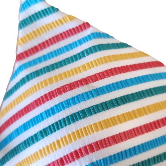 ONIA Danni Seersucker striped triangle beach bikini top in multi Size M NEW - Picture 4 of 10